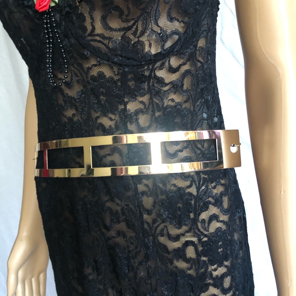 Vintage Gold Retro Unique Rectangular Square Belt - image 2